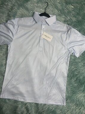 Collars & Co. Thin Blue Check Polo